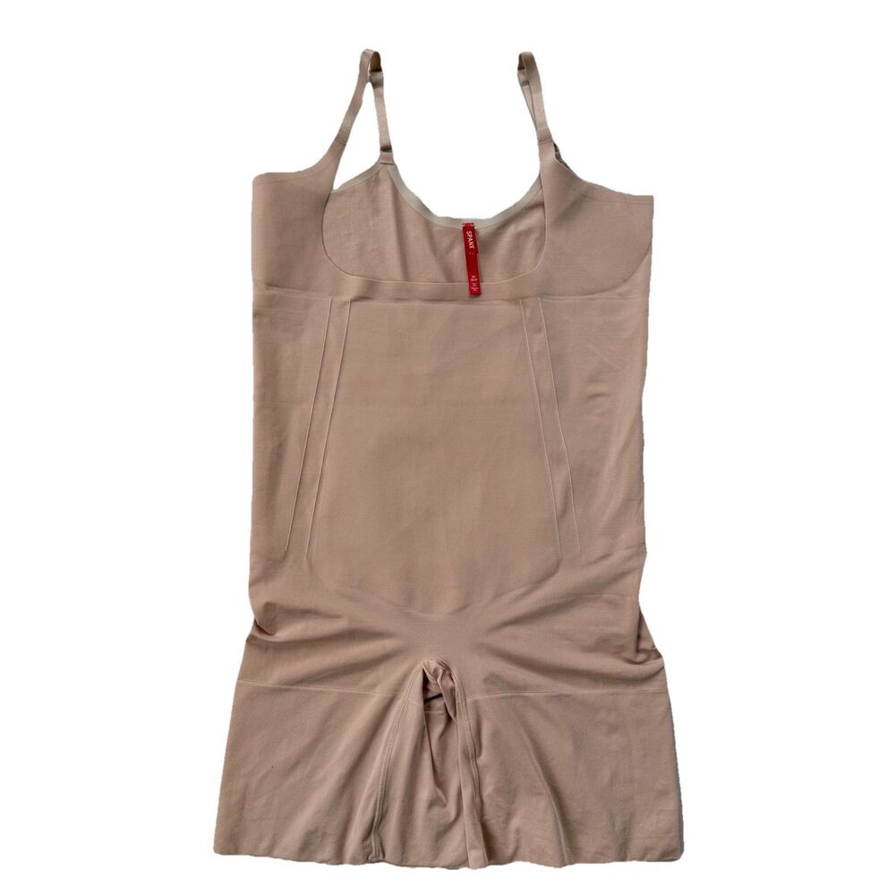Spanx Oncore Shapewear Open Bust Bodysuit Women’s 1X Beige Mid Thigh Slimming
